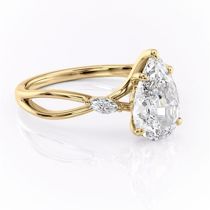 Inel de logodnă Mirabel din aur Galben 14kt cu moissanite tăietură pară – Pietre laterale rafinată pentru profil mediu | Personalizează și configurează gratuit online [1]