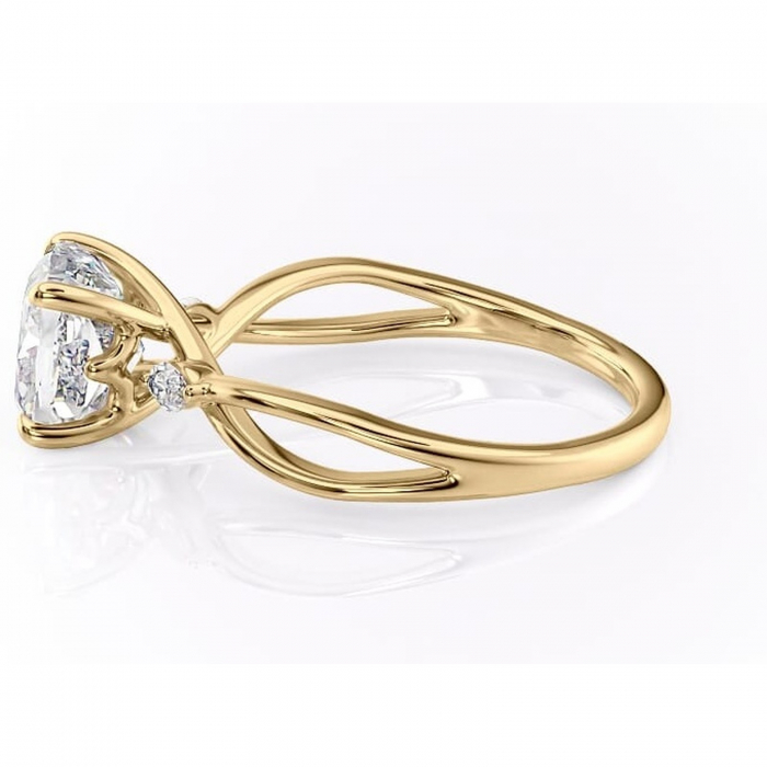 Inel de logodnă Mirabel din aur Galben 18kt cu moissanite tăietură pernă – Pietre laterale rafinată pentru profil mediu | Personalizează și configurează gratuit online [6]