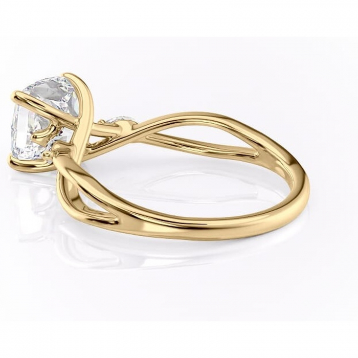 Inel de logodnă Mirabel din aur Galben 18kt cu moissanite tăietură pernă – Pietre laterale rafinată pentru profil mediu | Personalizează și configurează gratuit online [5]