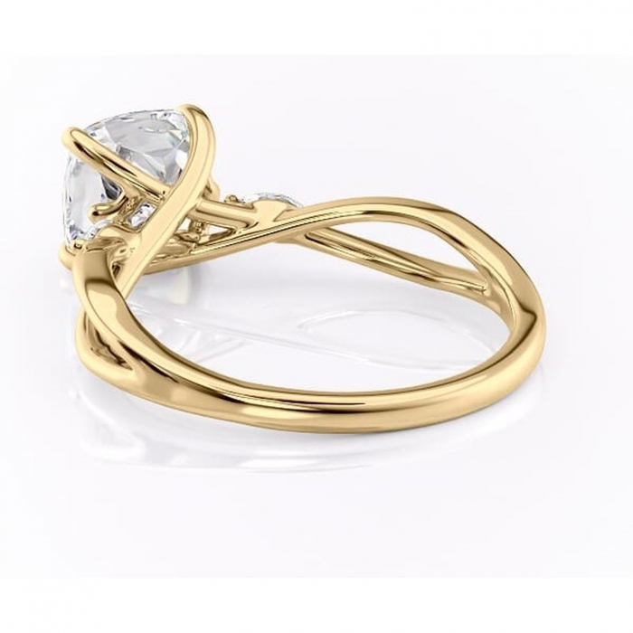 Inel de logodnă Mirabel din aur Galben 18kt cu moissanite tăietură pernă – Pietre laterale rafinată pentru profil mediu | Personalizează și configurează gratuit online [4]