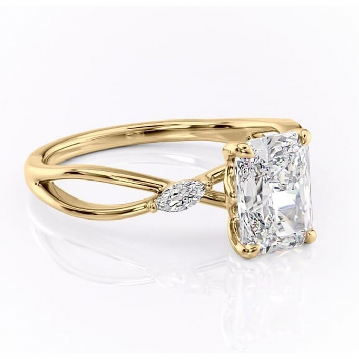 Inel de logodnă Mirabel din aur Galben 14kt cu moissanite tăietură radiantă – Pietre laterale rafinată pentru profil mediu | Personalizează și configurează gratuit online [1]