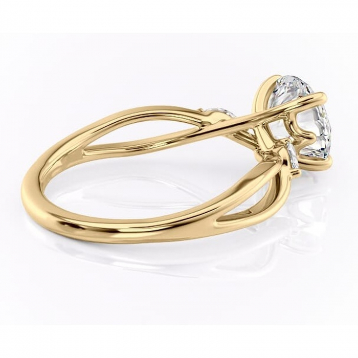 Inel de logodnă Mirabel din aur Galben 14kt cu moissanite tăietură rotundă – Pietre laterale rafinată pentru profil mediu | Personalizează și configurează gratuit online [3]