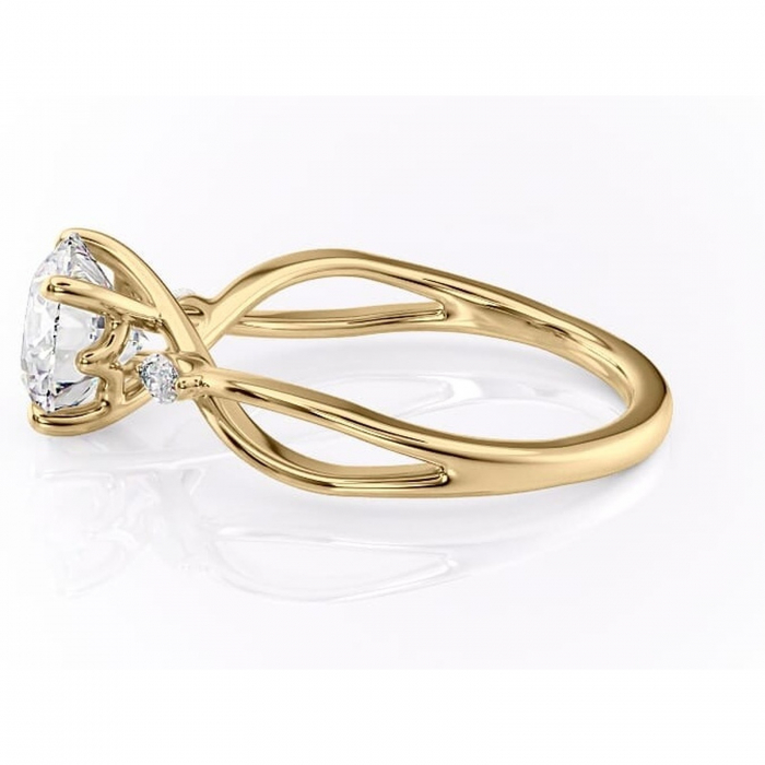 Inel de logodnă Mirabel din aur Galben 14kt cu moissanite tăietură rotundă – Pietre laterale rafinată pentru profil mediu | Personalizează și configurează gratuit online [6]