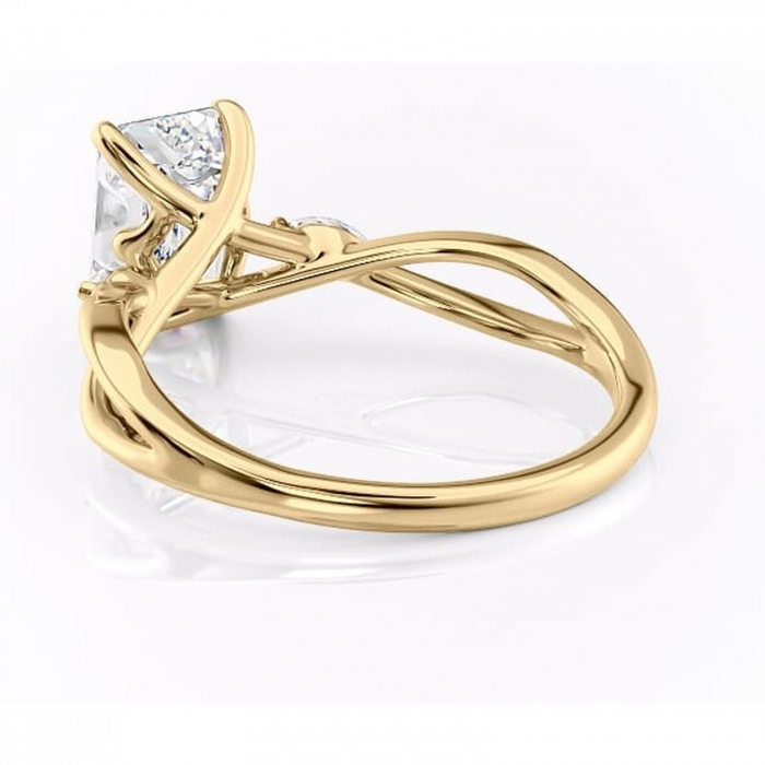 Inel de logodnă Mirabel din aur Galben 18kt cu moissanite tăietură smarald – Pietre laterale rafinată pentru profil mediu | Personalizează și configurează gratuit online [4]