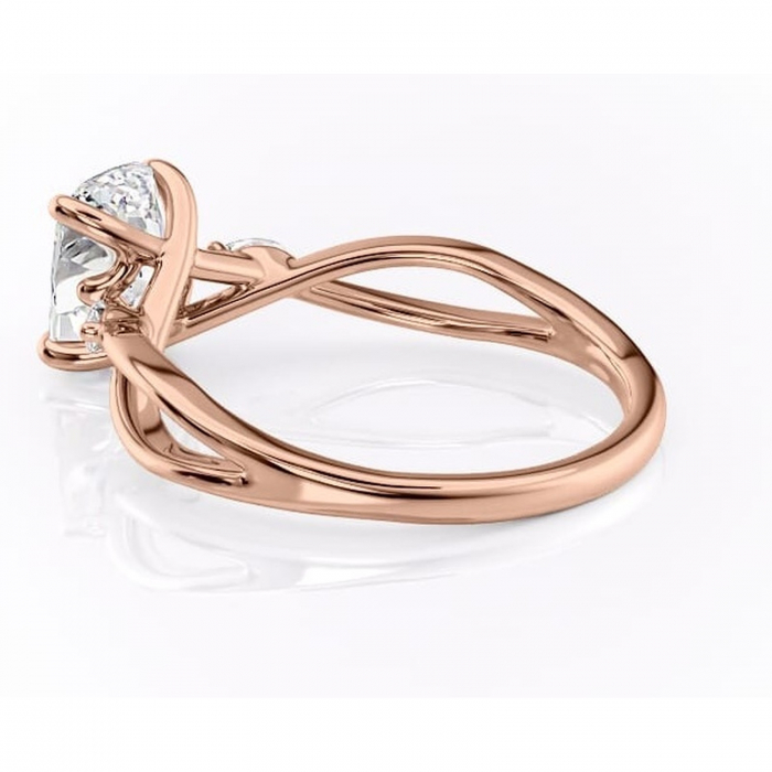 Inel de logodnă Mirabel din aur Rose 14kt cu moissanite tăietură pernă – Pietre laterale rafinată pentru profil mediu | Personalizează și configurează gratuit online [5]