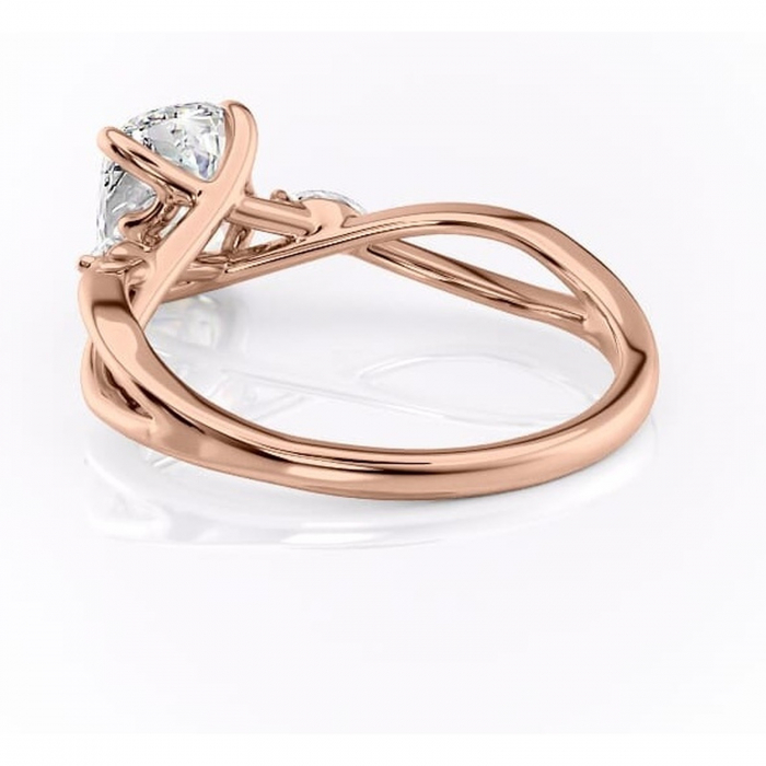 Inel de logodnă Mirabel din aur Rose 14kt cu moissanite tăietură pernă – Pietre laterale rafinată pentru profil mediu | Personalizează și configurează gratuit online [4]