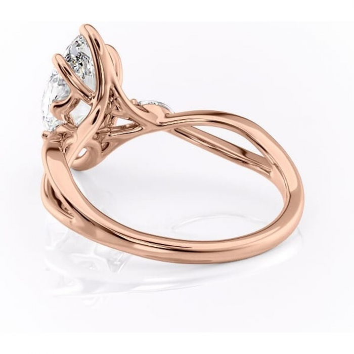 Inel de logodnă Mirabel din aur Rose 14kt cu moissanite tăietură marquise – Pietre laterale rafinată pentru profil mediu | Personalizează și configurează gratuit online [4]