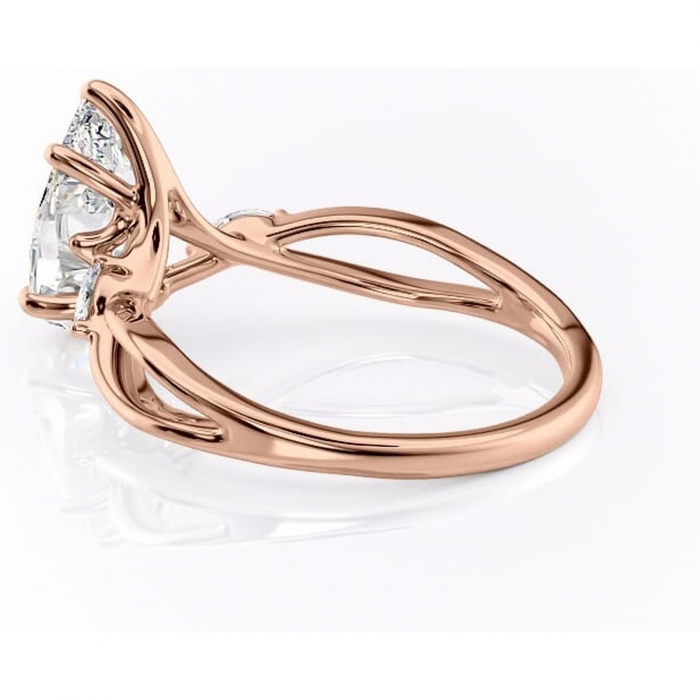 Inel de logodnă Mirabel din aur Rose 14kt cu moissanite tăietură pară – Pietre laterale rafinată pentru profil mediu | Personalizează și configurează gratuit online [5]