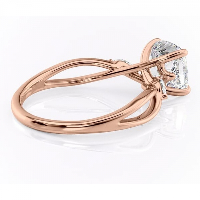 Inel de logodnă Mirabel din aur Rose 14kt cu moissanite tăietură pernă – Pietre laterale rafinată pentru profil mediu | Personalizează și configurează gratuit online [3]