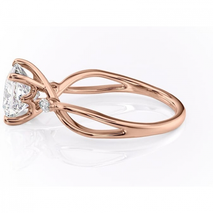 Inel de logodnă Mirabel din aur Rose 14kt cu moissanite tăietură princess – Pietre laterale rafinată pentru profil mediu | Personalizează și configurează gratuit online [6]