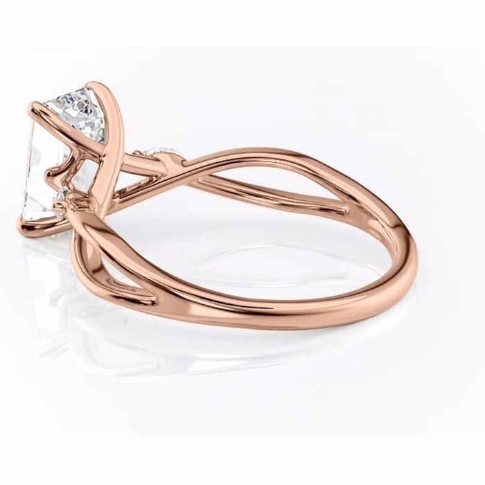 Inel de logodnă Mirabel din aur Rose 14kt cu moissanite tăietură smarald – Pietre laterale rafinată pentru profil mediu | Personalizează și configurează gratuit online [5]