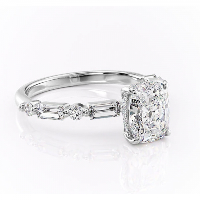 Inel de logodnă Moonstone din aur Alb 14kt cu moissanite tăietură asscher – Pietre laterale rafinată pentru profil înalt | Personalizează și configurează gratuit online [1]