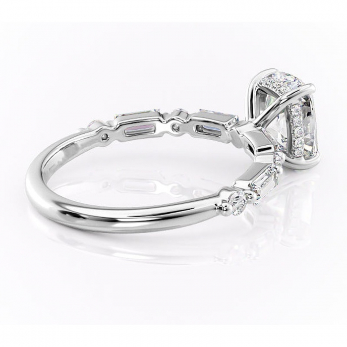 Inel de logodnă Moonstone din aur Alb 14kt cu moissanite tăietură asscher – Pietre laterale rafinată pentru profil înalt | Personalizează și configurează gratuit online [3]