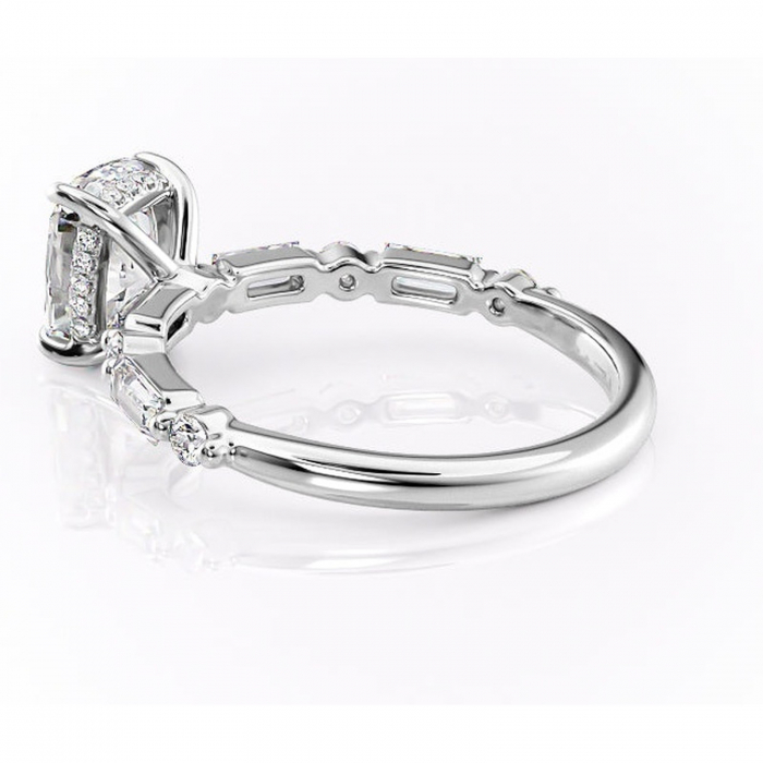 Inel de logodnă Moonstone din aur Alb 14kt cu moissanite tăietură asscher – Pietre laterale rafinată pentru profil înalt | Personalizează și configurează gratuit online [5]