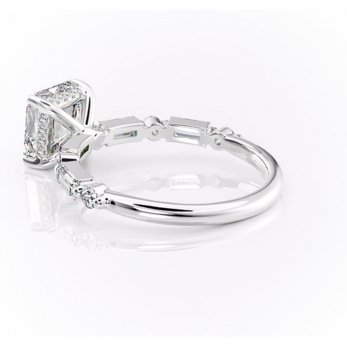 Inel de logodnă Moonstone din aur Alb 14kt cu moissanite tăietură asscher – Pietre laterale rafinată pentru profil înalt | Personalizează și configurează gratuit online [5]