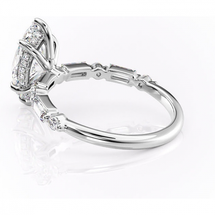 Inel de logodnă Moonstone din aur Alb 14kt cu moissanite tăietură marquise – Pietre laterale rafinată pentru profil înalt | Personalizează și configurează gratuit online [5]