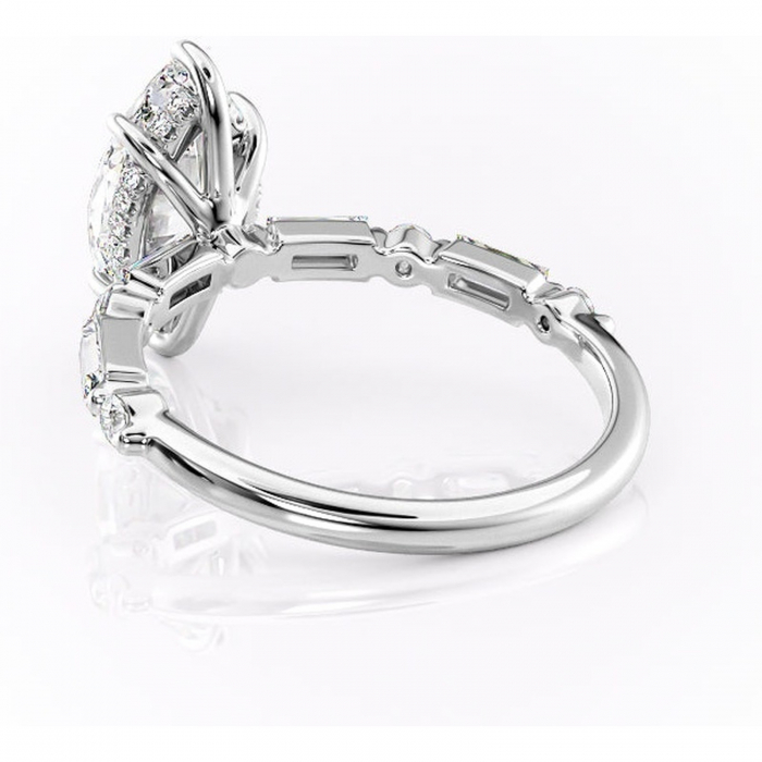 Inel de logodnă Moonstone din aur Alb 14kt cu moissanite tăietură marquise – Pietre laterale rafinată pentru profil înalt | Personalizează și configurează gratuit online [4]