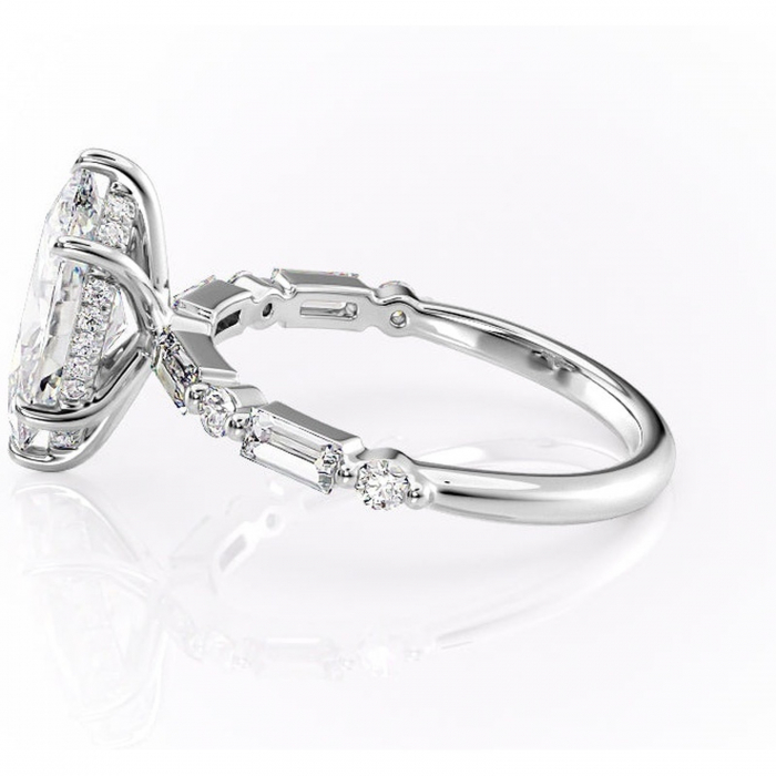 Inel de logodnă Moonstone din aur Alb 14kt cu moissanite tăietură marquise – Pietre laterale rafinată pentru profil înalt | Personalizează și configurează gratuit online [6]