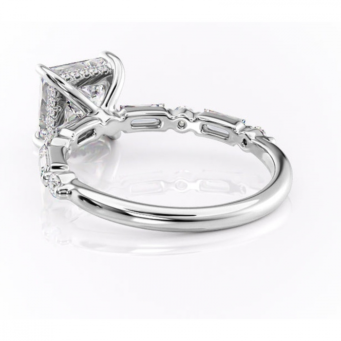 Inel de logodnă Moonstone din aur Alb 14kt cu moissanite tăietură princess – Pietre laterale rafinată pentru profil înalt | Personalizează și configurează gratuit online [4]