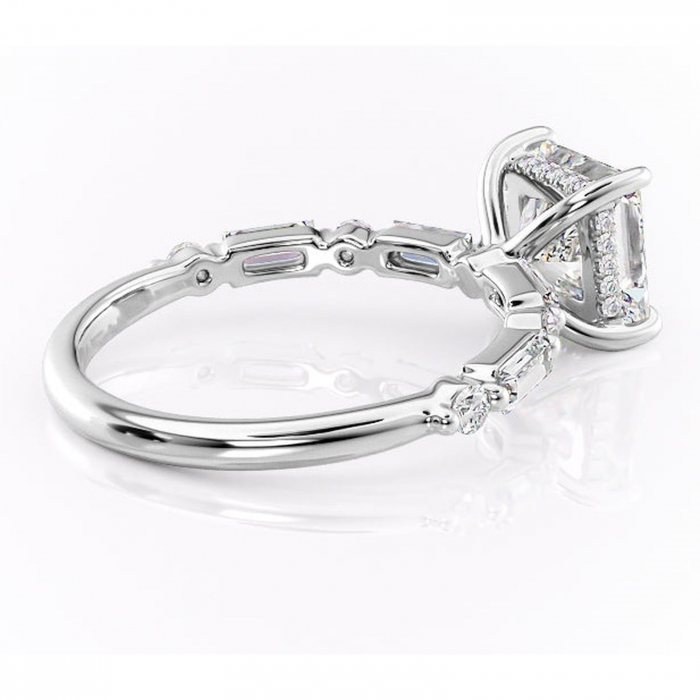 Inel de logodnă Moonstone din aur Alb 14kt cu moissanite tăietură princess – Pietre laterale rafinată pentru profil înalt | Personalizează și configurează gratuit online [3]
