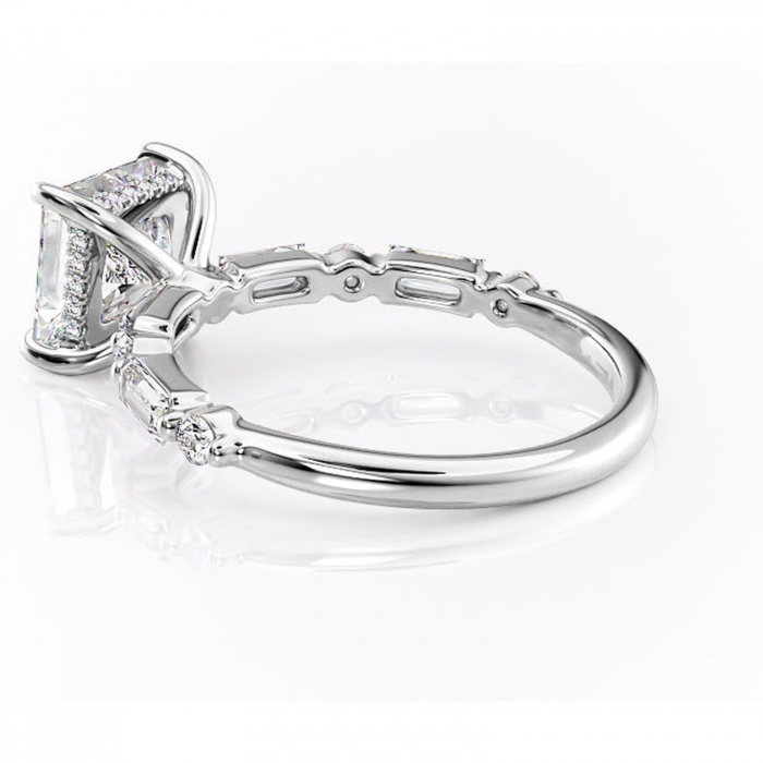 Inel de logodnă Moonstone din aur Alb 14kt cu moissanite tăietură princess – Pietre laterale rafinată pentru profil înalt | Personalizează și configurează gratuit online [5]
