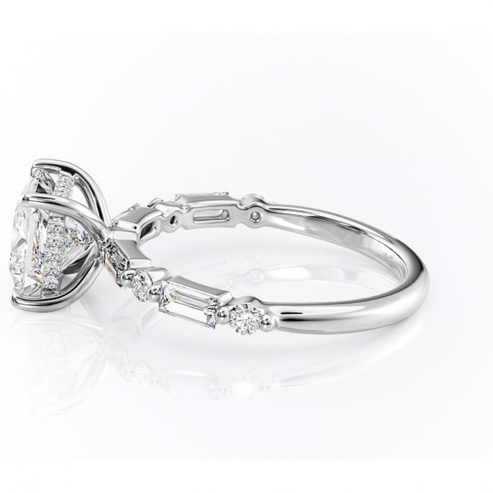 Inel de logodnă Moonstone din aur Alb 14kt cu moissanite tăietură princess – Pietre laterale rafinată pentru profil înalt | Personalizează și configurează gratuit online [6]