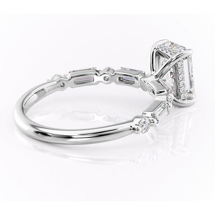 Inel de logodnă Moonstone din aur Alb 18kt cu moissanite tăietură radiantă – Pietre laterale rafinată pentru profil înalt | Personalizează și configurează gratuit online [3]