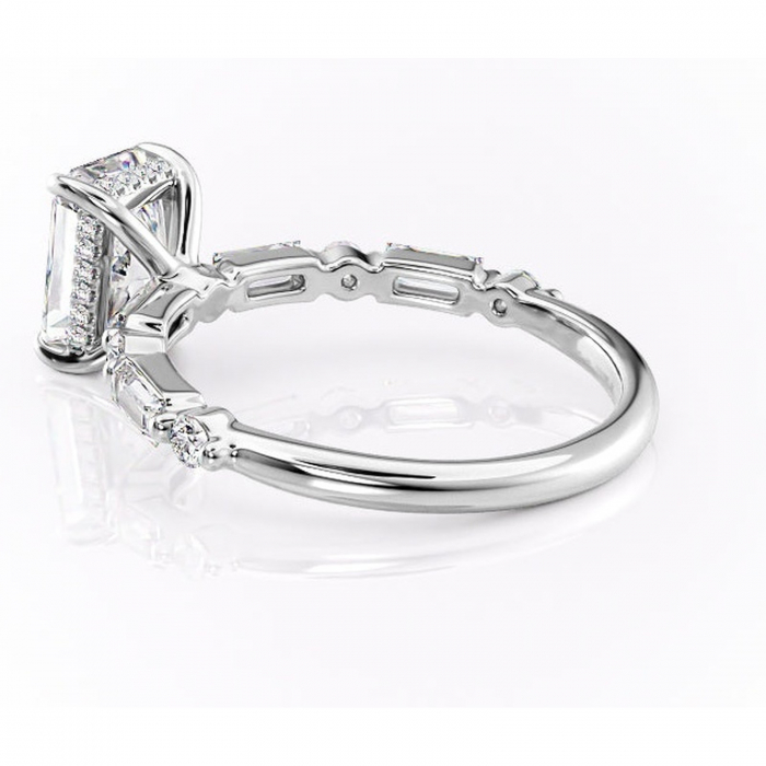Inel de logodnă Moonstone din aur Alb 18kt cu moissanite tăietură radiantă – Pietre laterale rafinată pentru profil înalt | Personalizează și configurează gratuit online [5]