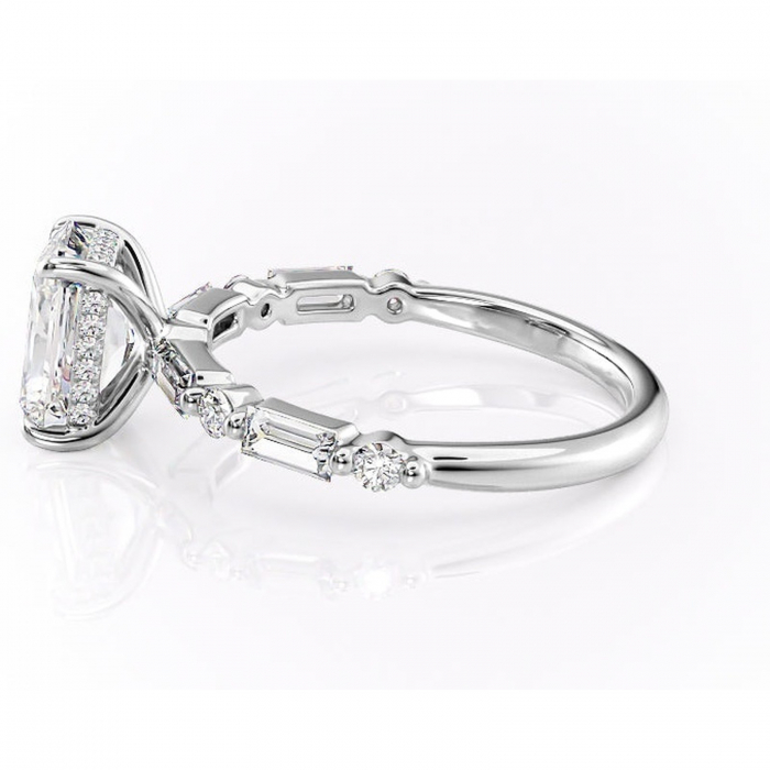 Inel de logodnă Moonstone din aur Alb 18kt cu moissanite tăietură radiantă – Pietre laterale rafinată pentru profil înalt | Personalizează și configurează gratuit online [6]