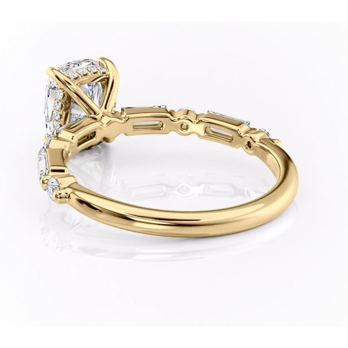Inel de logodnă Moonstone din aur Galben 14kt cu moissanite tăietură asscher – Pietre laterale rafinată pentru profil înalt | Personalizează și configurează gratuit online [4]