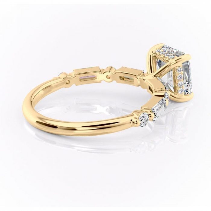 Inel de logodnă Moonstone din aur Galben 18kt cu moissanite tăietură asscher – Pietre laterale rafinată pentru profil înalt | Personalizează și configurează gratuit online [3]