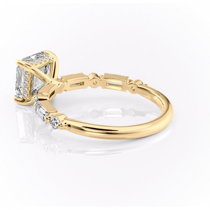 Inel de logodnă Moonstone din aur Galben 18kt cu moissanite tăietură asscher – Pietre laterale rafinată pentru profil înalt | Personalizează și configurează gratuit online [5]