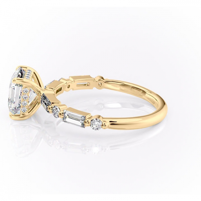 Inel de logodnă Moonstone din aur Galben 18kt cu moissanite tăietură asscher – Pietre laterale rafinată pentru profil înalt | Personalizează și configurează gratuit online [6]