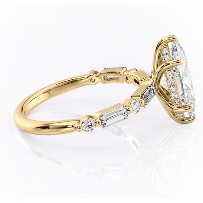 Inel de logodnă Moonstone din aur Galben 14kt cu moissanite tăietură marquise – Pietre laterale rafinată pentru profil înalt | Personalizează și configurează gratuit online [2]