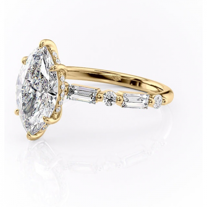 Inel de logodnă Moonstone din aur Galben 14kt cu moissanite tăietură marquise – Pietre laterale rafinată pentru profil înalt | Personalizează și configurează gratuit online [7]