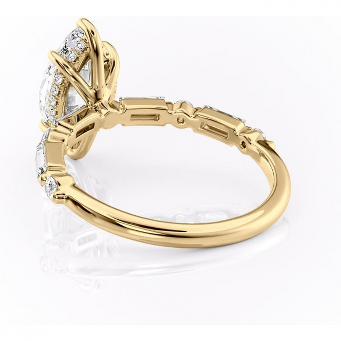 Inel de logodnă Moonstone din aur Galben 14kt cu moissanite tăietură marquise – Pietre laterale rafinată pentru profil înalt | Personalizează și configurează gratuit online [4]