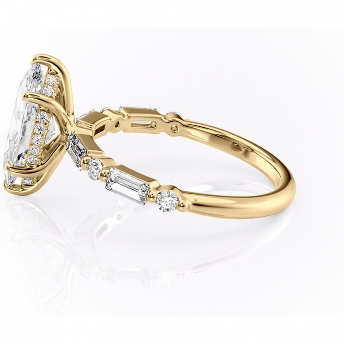 Inel de logodnă Moonstone din aur Galben 14kt cu moissanite tăietură marquise – Pietre laterale rafinată pentru profil înalt | Personalizează și configurează gratuit online [6]