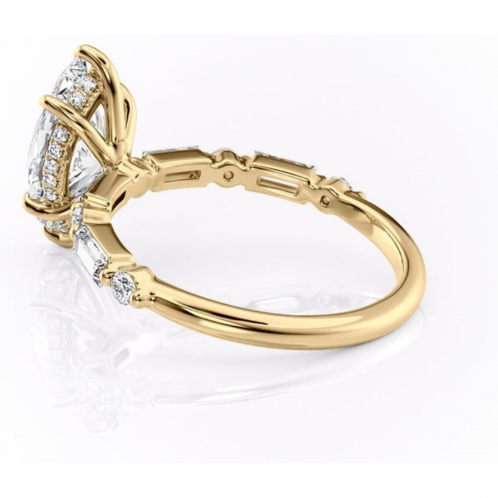 Inel de logodnă Moonstone din aur Galben 14kt cu moissanite tăietură marquise – Pietre laterale rafinată pentru profil înalt | Personalizează și configurează gratuit online [5]