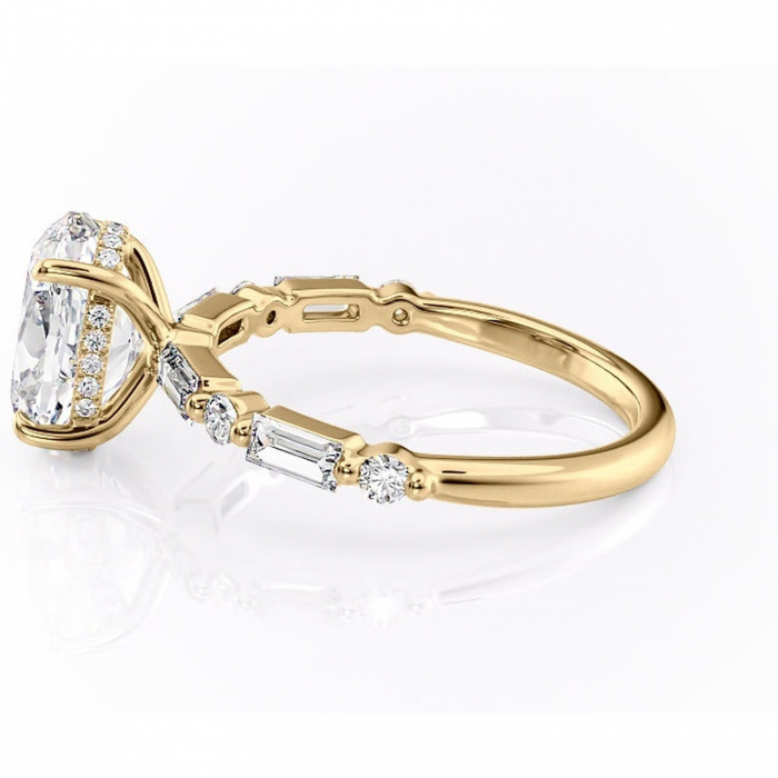 Inel de logodnă Moonstone din aur Galben 18kt cu moissanite tăietură ovală – Pietre laterale rafinată pentru profil înalt | Personalizează și configurează gratuit online [6]
