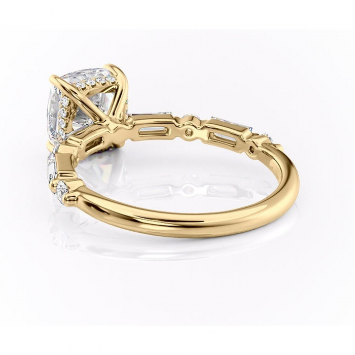 Inel de logodnă Moonstone din aur Galben 14kt cu moissanite tăietură pernă – Pietre laterale rafinată pentru profil înalt | Personalizează și configurează gratuit online [4]