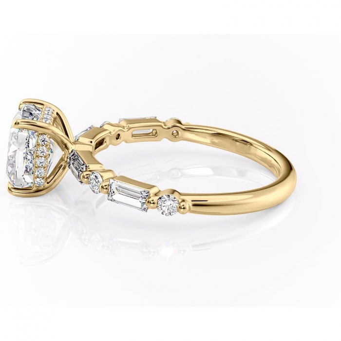 Inel de logodnă Moonstone din aur Galben 14kt cu moissanite tăietură pernă – Pietre laterale rafinată pentru profil înalt | Personalizează și configurează gratuit online [6]