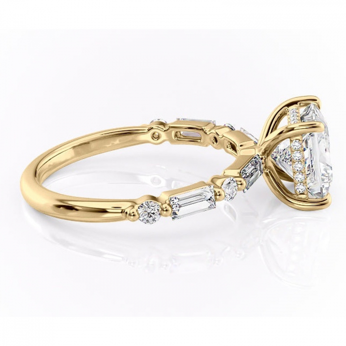 Inel de logodnă Moonstone din aur Galben 14kt cu moissanite tăietură princess – Pietre laterale rafinată pentru profil înalt | Personalizează și configurează gratuit online [2]