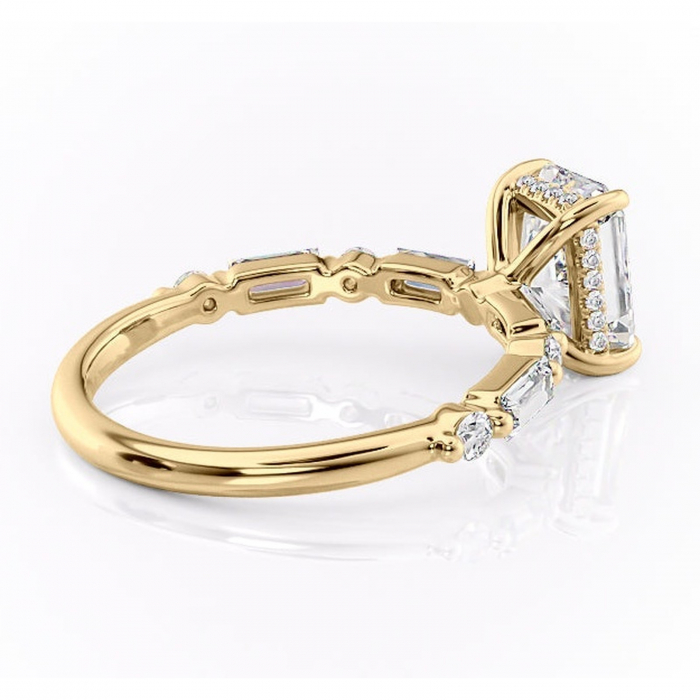Inel de logodnă Moonstone din aur Galben 14kt cu moissanite tăietură radiantă – Pietre laterale rafinată pentru profil înalt | Personalizează și configurează gratuit online [3]