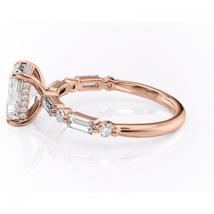 Inel de logodnă Moonstone din aur Rose 14kt cu moissanite tăietură radiantă – Pietre laterale rafinată pentru profil înalt | Personalizează și configurează gratuit online [6]