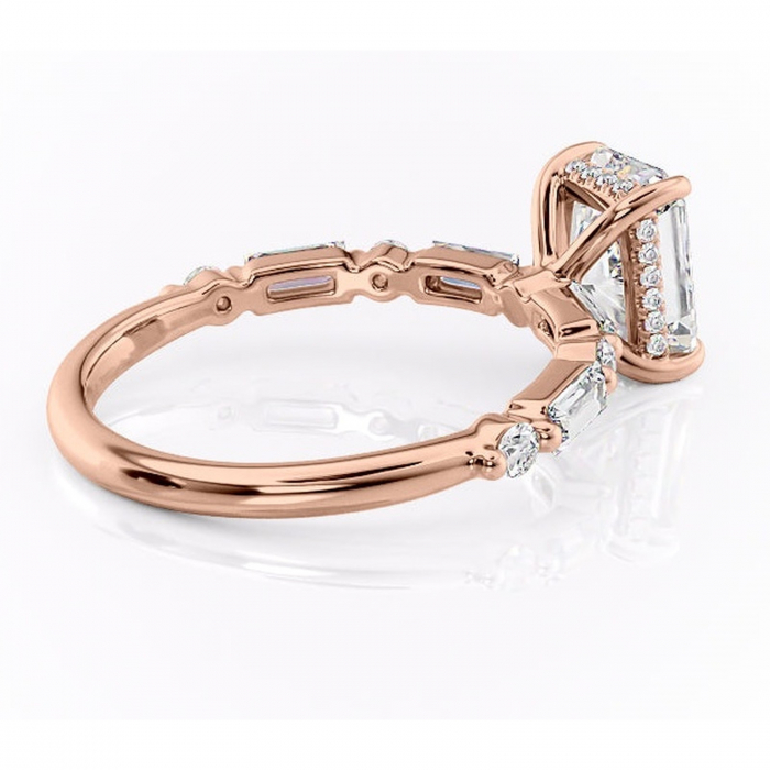 Inel de logodnă Moonstone din aur Rose 14kt cu moissanite tăietură radiantă – Pietre laterale rafinată pentru profil înalt | Personalizează și configurează gratuit online [3]
