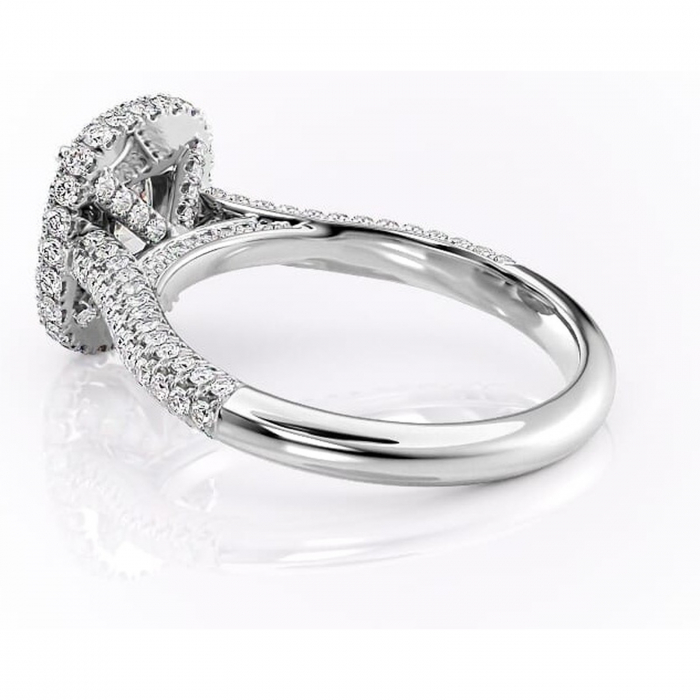 Inel de logodnă Nerina din aur Alb 14kt cu moissanite tăietură pernă – Halo rafinată pentru profil înalt | Personalizează și configurează gratuit online [5]