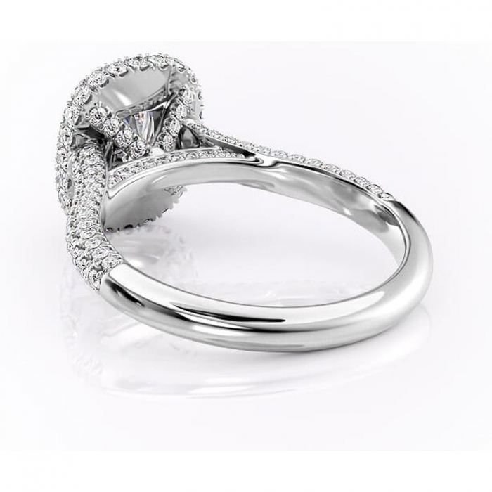 Inel de logodnă Nerina din aur Alb 14kt cu moissanite tăietură pernă – Halo rafinată pentru profil înalt | Personalizează și configurează gratuit online [4]