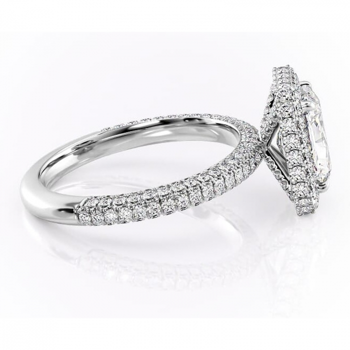 Inel de logodnă Nerina din aur Alb 18kt cu moissanite tăietură radiantă – Halo rafinată pentru profil înalt | Personalizează și configurează gratuit online [2]