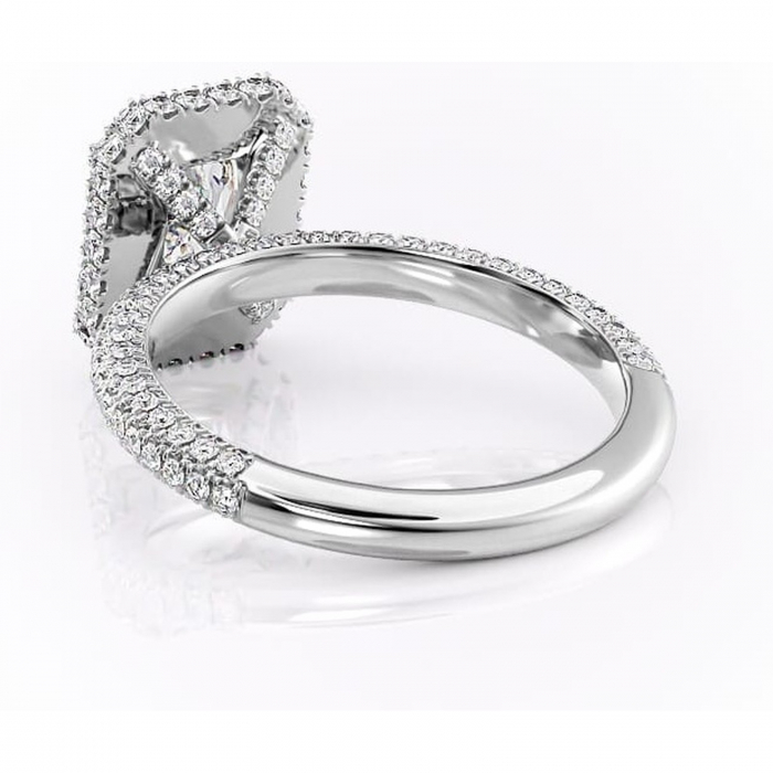 Inel de logodnă Nerina din aur Alb 18kt cu moissanite tăietură radiantă – Halo rafinată pentru profil înalt | Personalizează și configurează gratuit online [4]