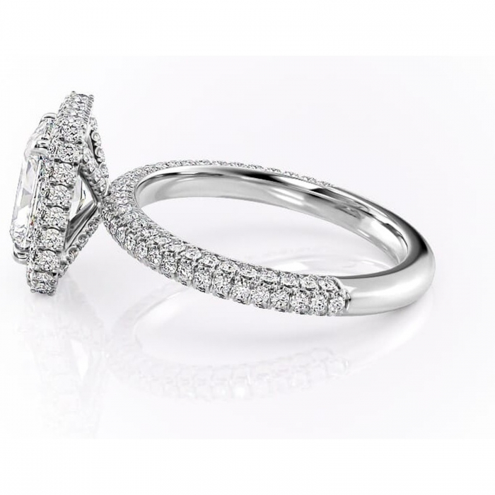 Inel de logodnă Nerina din aur Alb 18kt cu moissanite tăietură radiantă – Halo rafinată pentru profil înalt | Personalizează și configurează gratuit online [6]